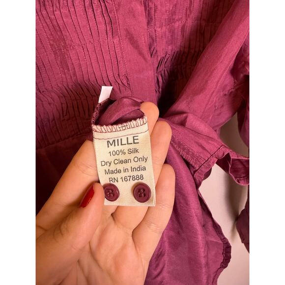 NWOT Millie Keaton Top in Plum Washed Silk Women’s Sz S - Picture 7 of 8